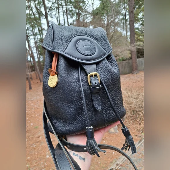 Vintage Dooney & Bourke Black AWL Pebbled Leather Mini Canyon Backpack - Picture 13 of 14